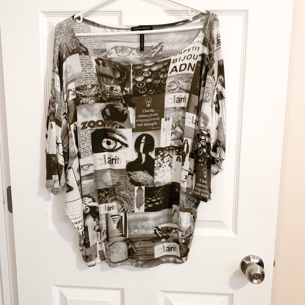 Sarah Pacini brown and white Graphic top - size L